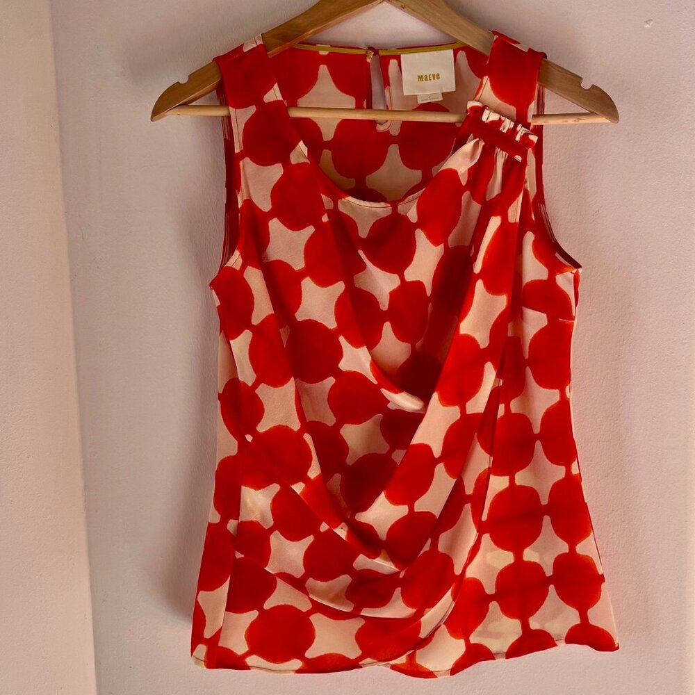 Draped silk sleeveless blouse